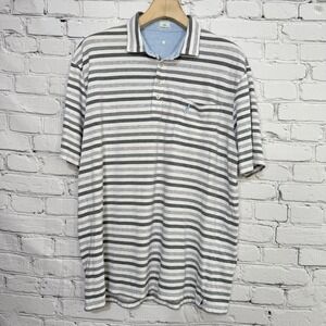 Johnnie O Dalton Polo Shirt Mens 2XL Heather Gray Striped Hangin Out Golf Pocket